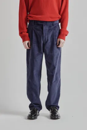 Pleat Cord Pants - Navy