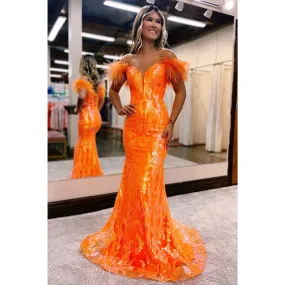 Plunging V-neck Sequins Appliques Mermaid Prom Dress