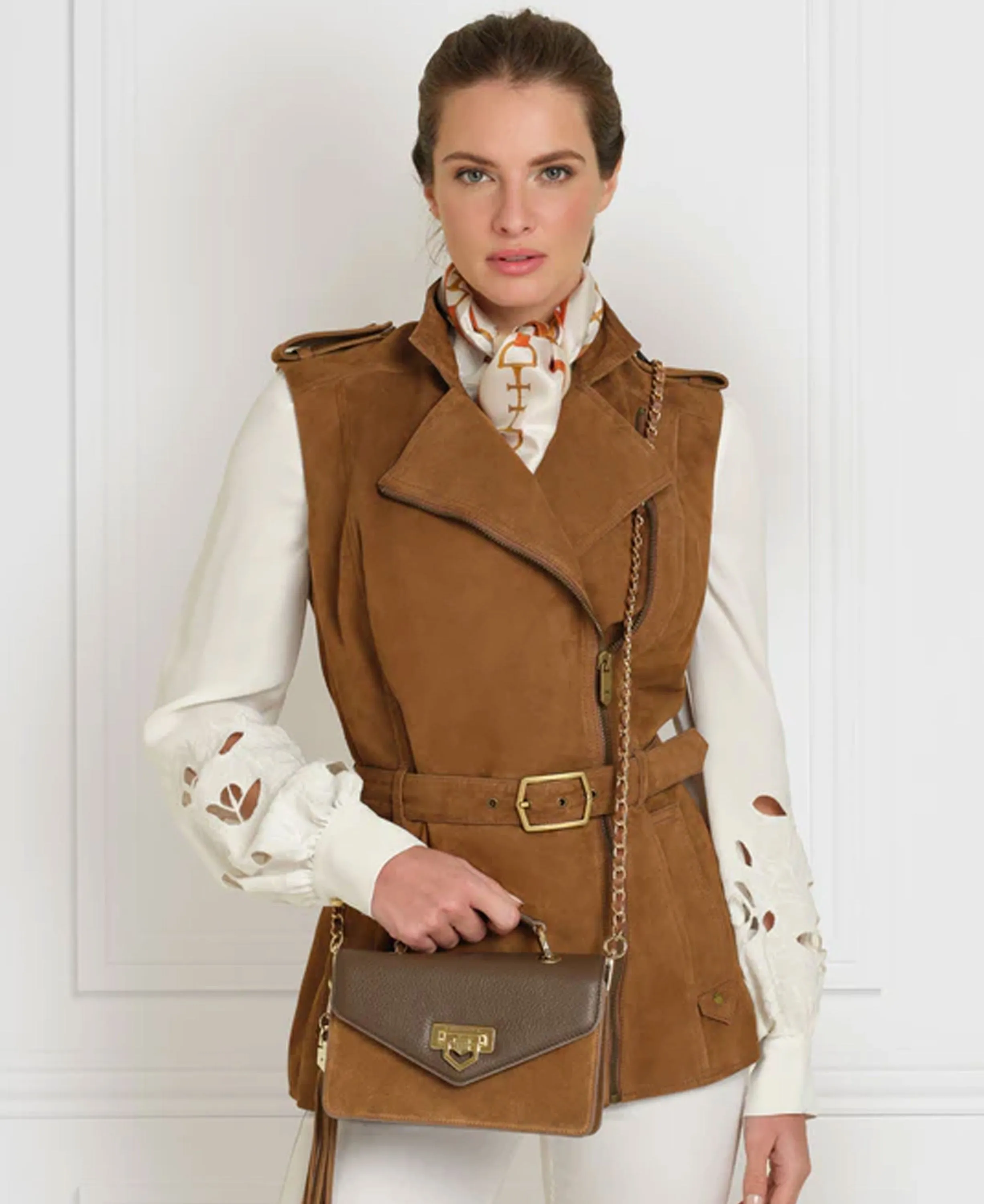Primrose Gilet - Tan Suede