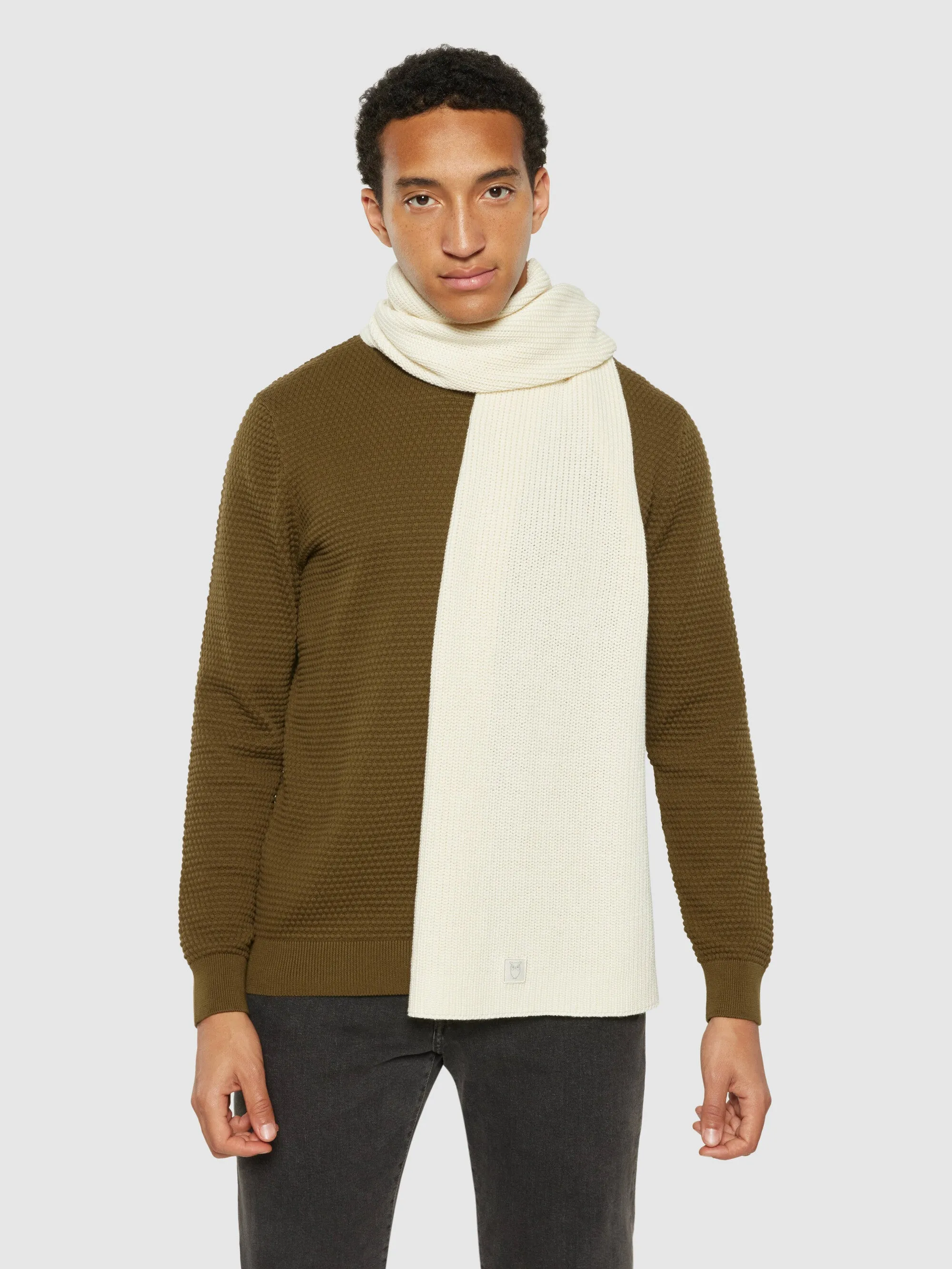 Rib knit scarf - Egret
