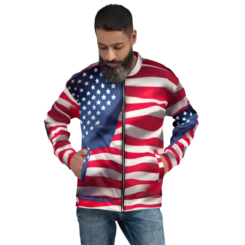 Rock the American Flag Unisex Bomber Jacket
