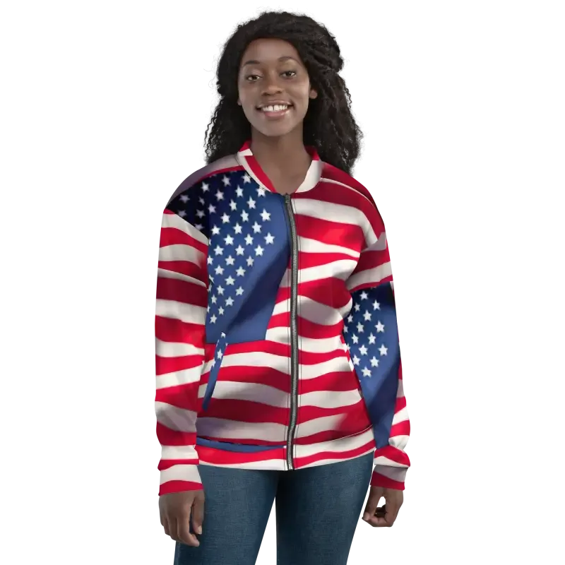 Rock the American Flag Unisex Bomber Jacket