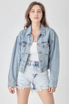 Roxanne Button Down Cropped Denim Jacket