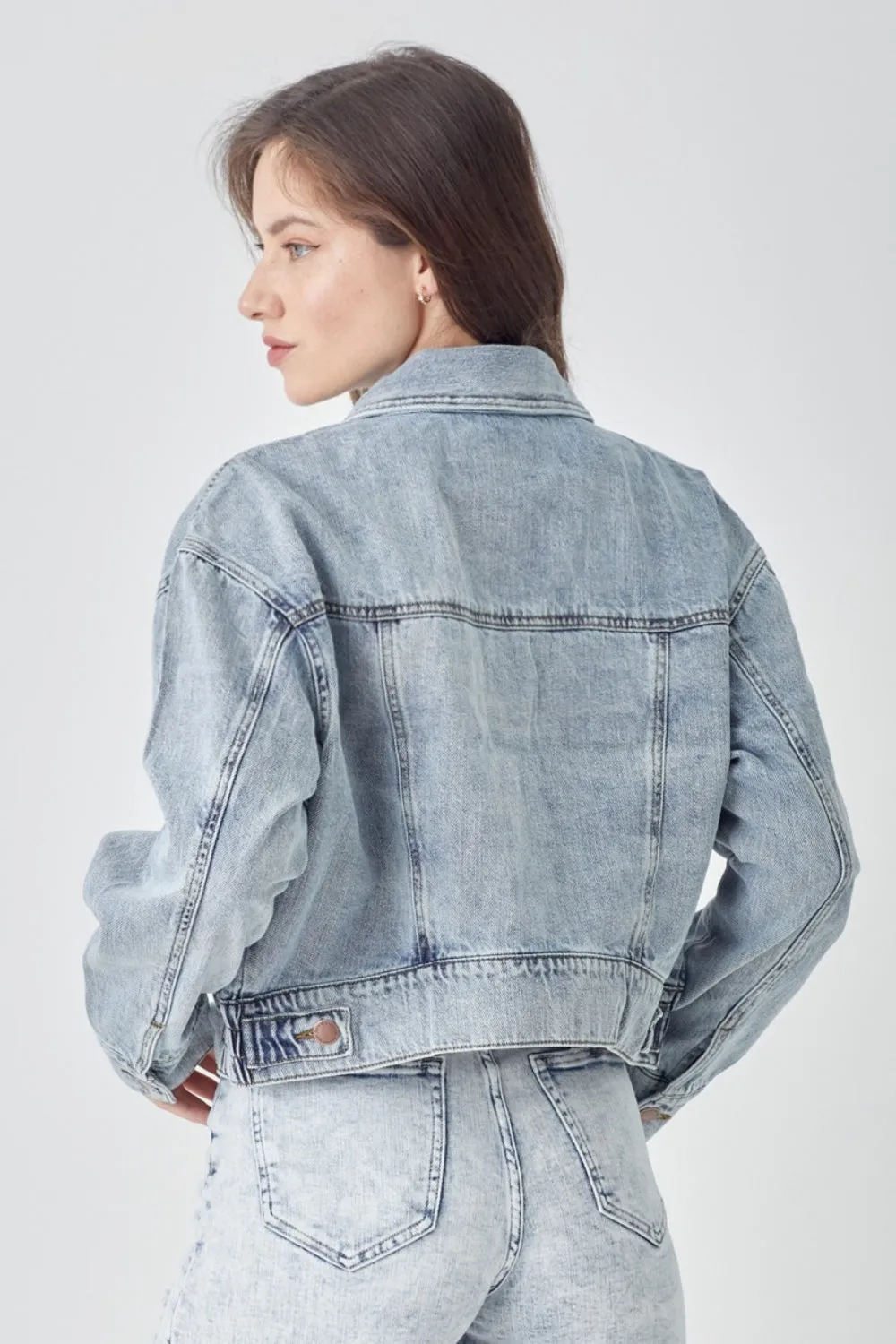 Roxanne Button Down Cropped Denim Jacket