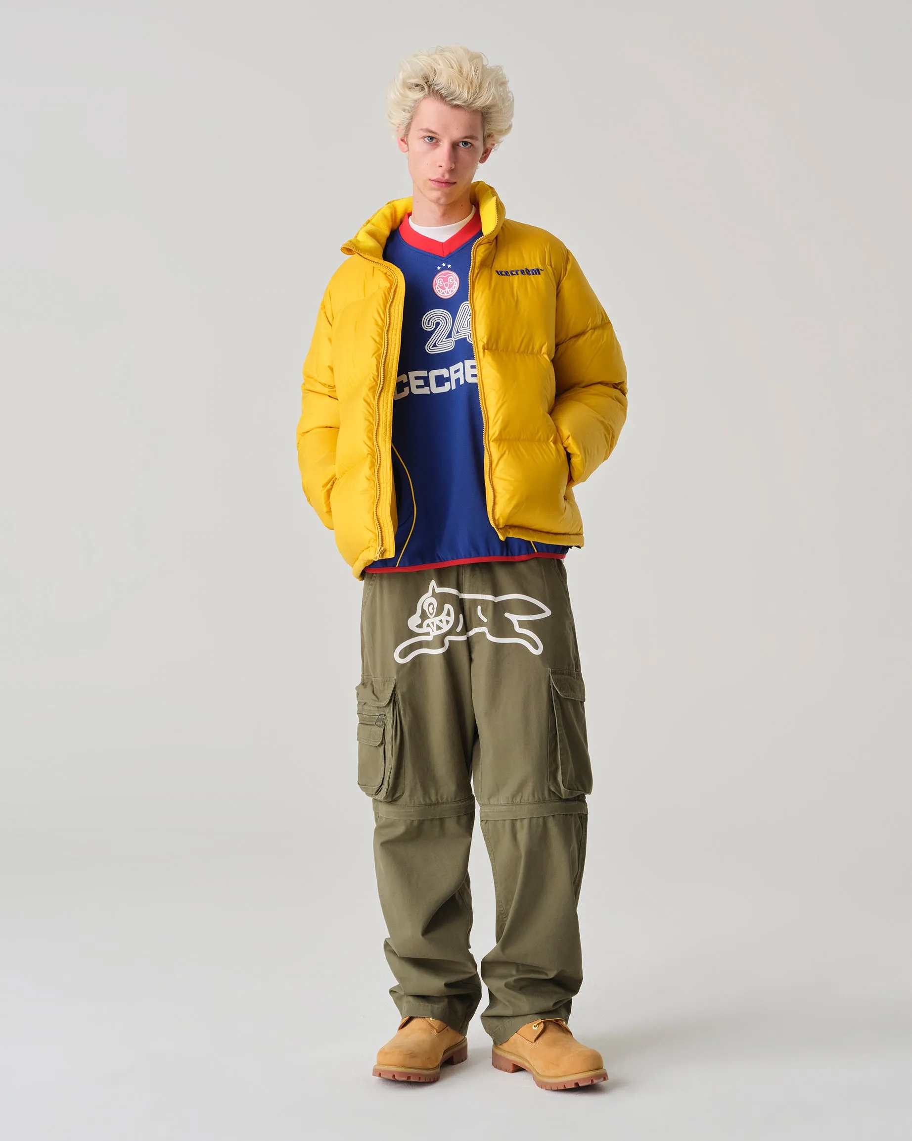 RUNNING DOG PUFFER JACKET - MUSTARD