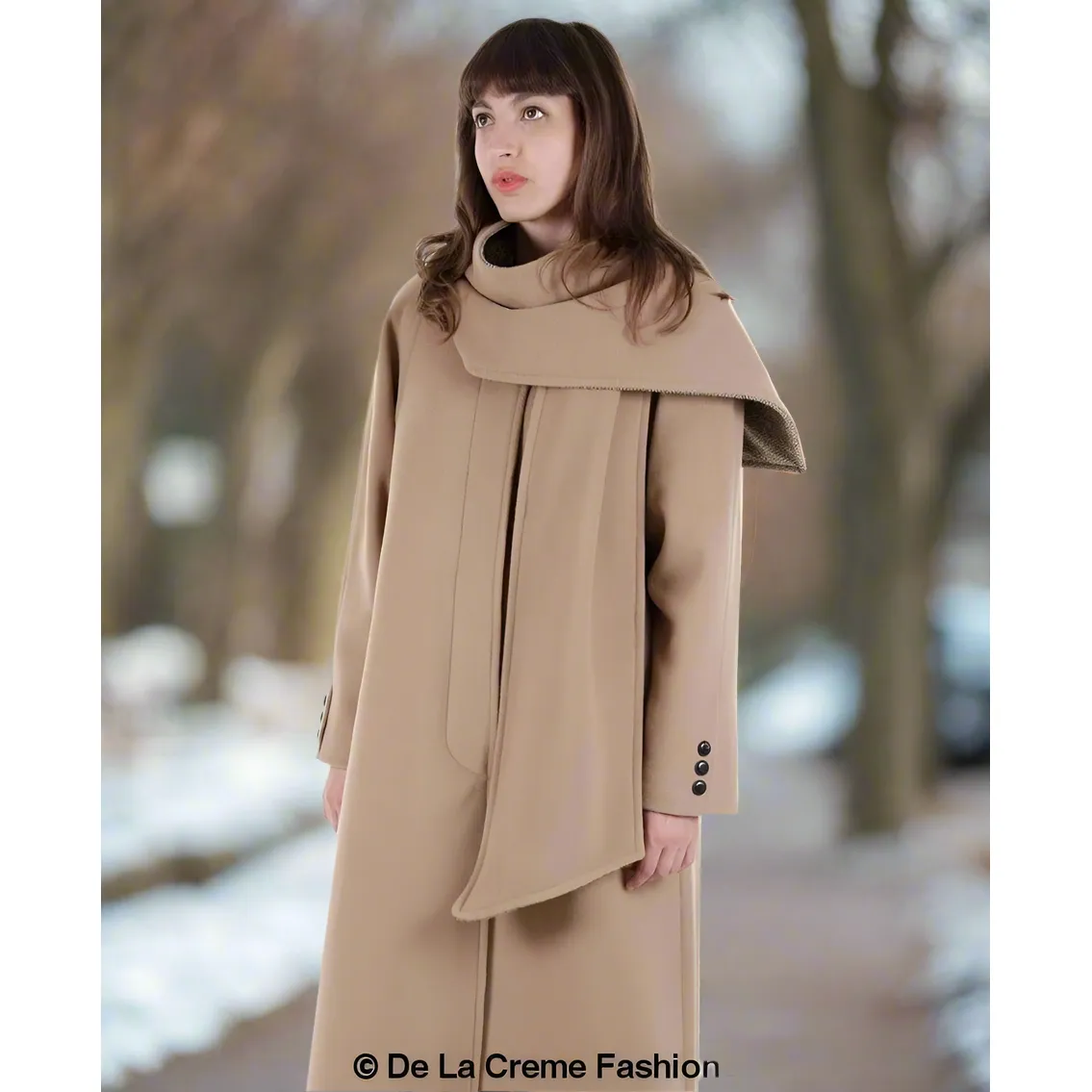 Scarpia Wool & Cashmere Overcoat With Scarf Detail