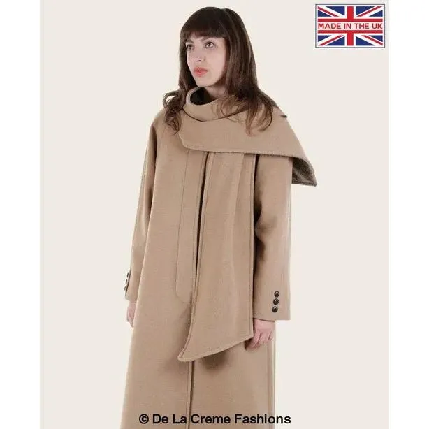 Scarpia Wool & Cashmere Overcoat With Scarf Detail