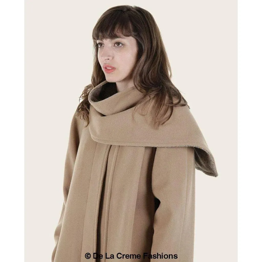 Scarpia Wool & Cashmere Overcoat With Scarf Detail