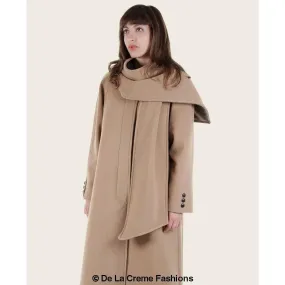 Scarpia Wool & Cashmere Overcoat With Scarf Detail