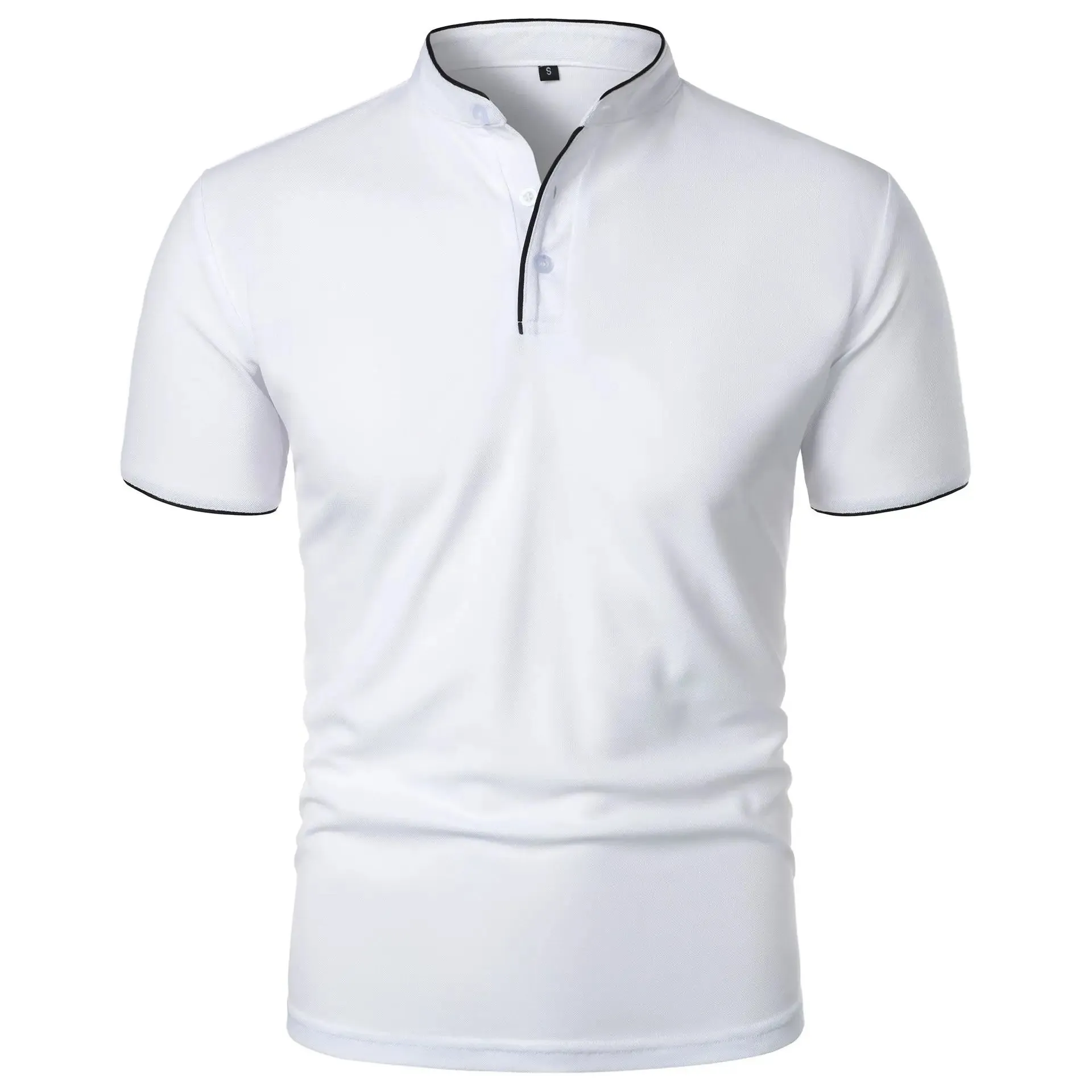 Sommer Herren Kurzarm Kragen T-Shirts neue einfarbige lässige Polos hirt trend ige atmungsaktive lose Basic Splice Top