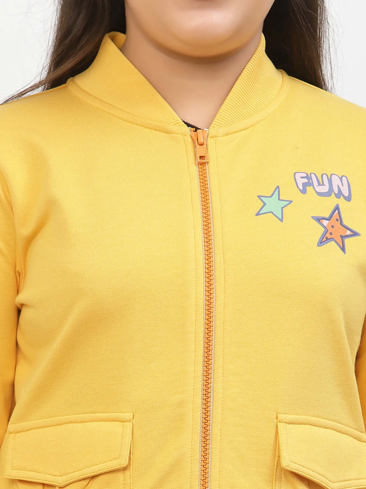 Spunkies Girls Organic Cotton Bomber Jacket Yellow