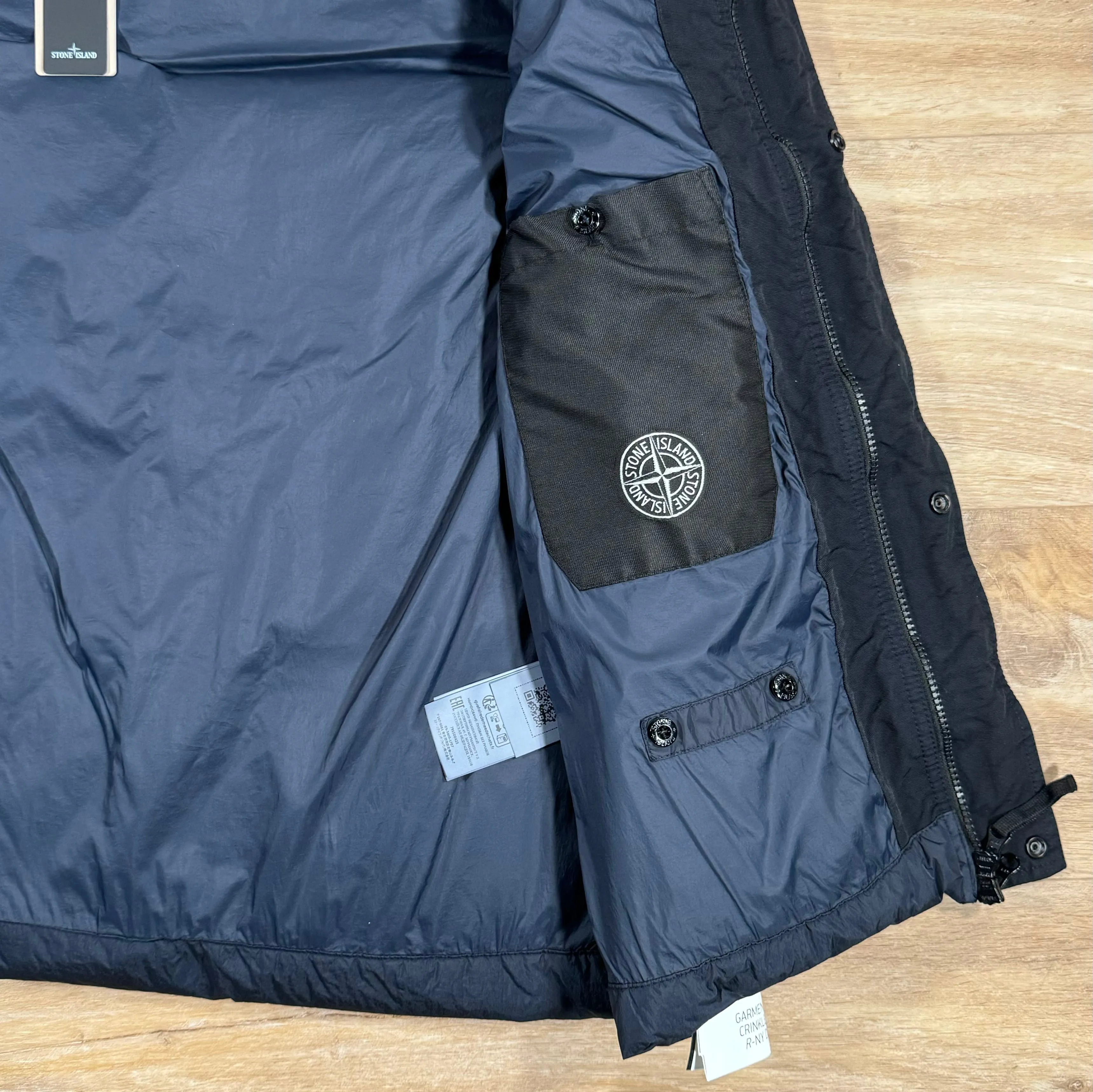 Stone Island Crinkle Reps Down Gilet in Navy