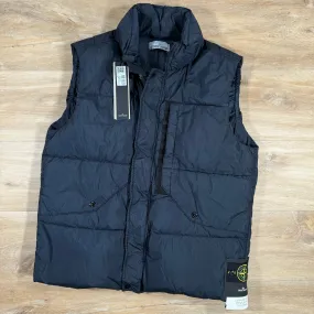 Stone Island Crinkle Reps Down Gilet in Navy
