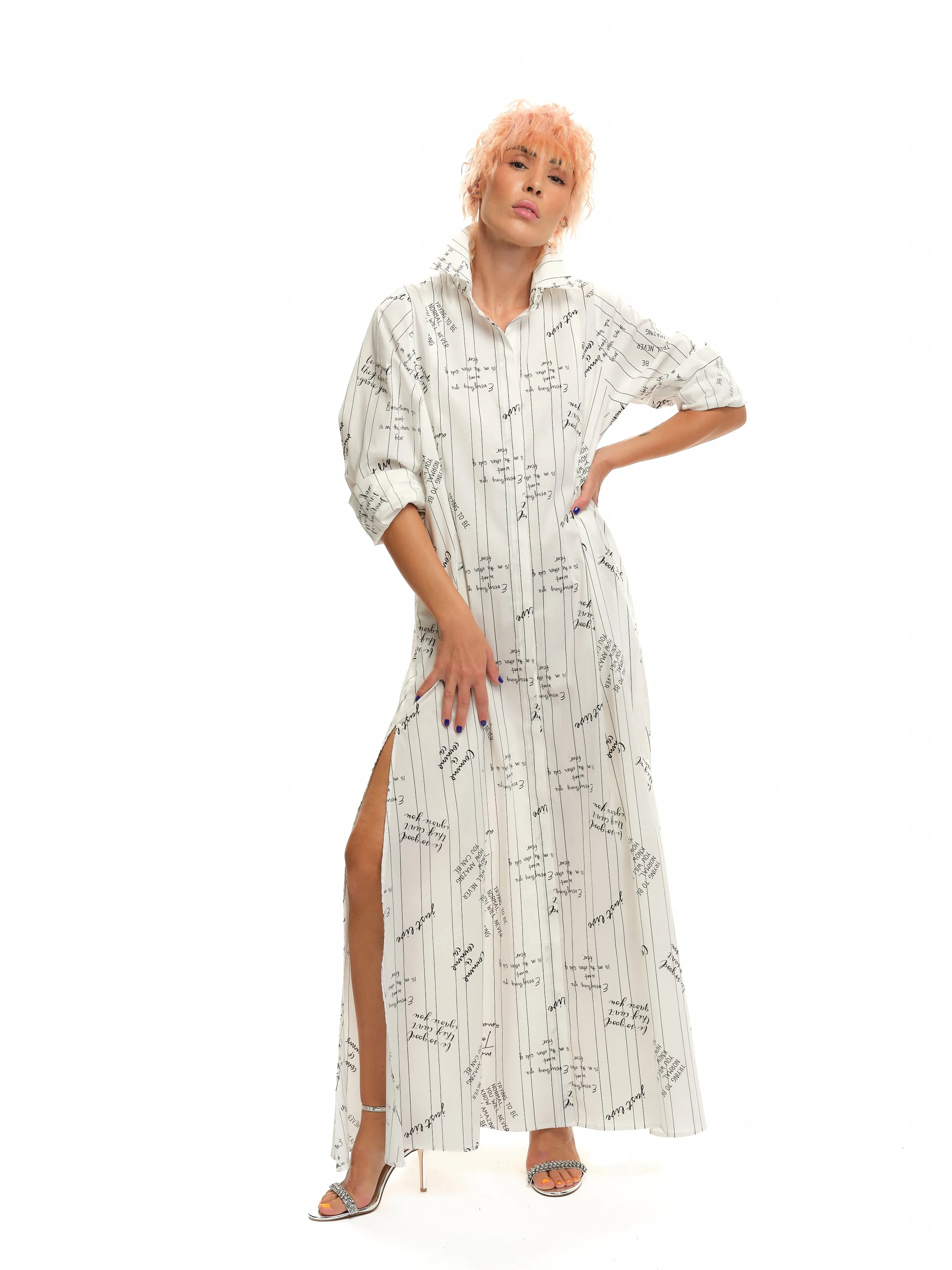 Striped Printed Shirt Dress