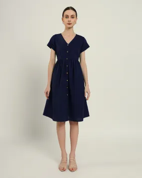 The Valence Daisy Midnight Blue Linen Dress