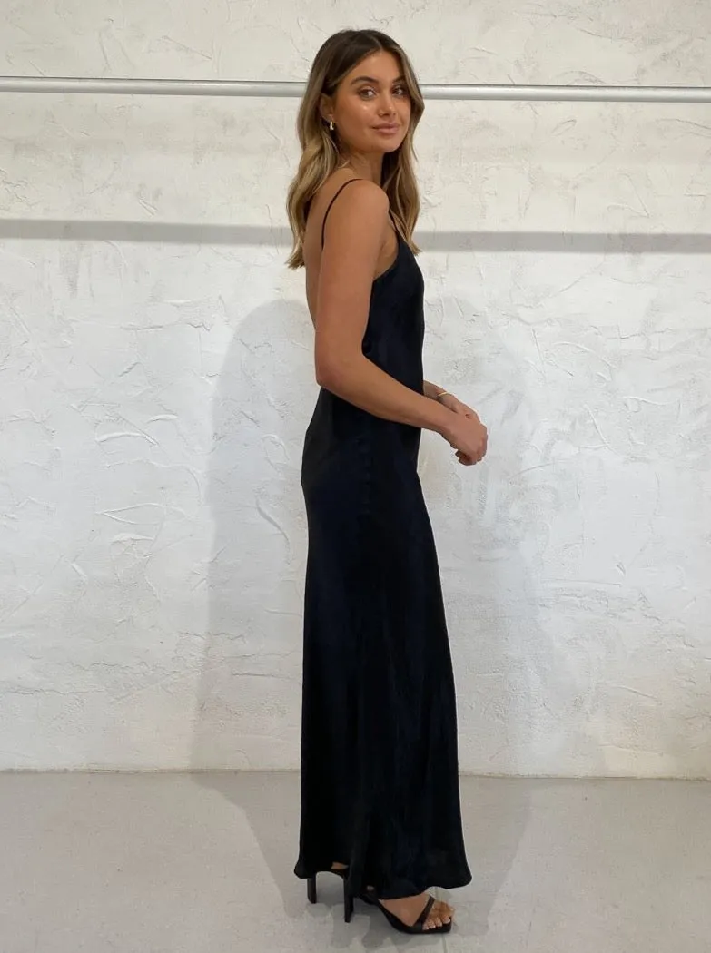 Third Form Running Water Bias Slip Dress in Black