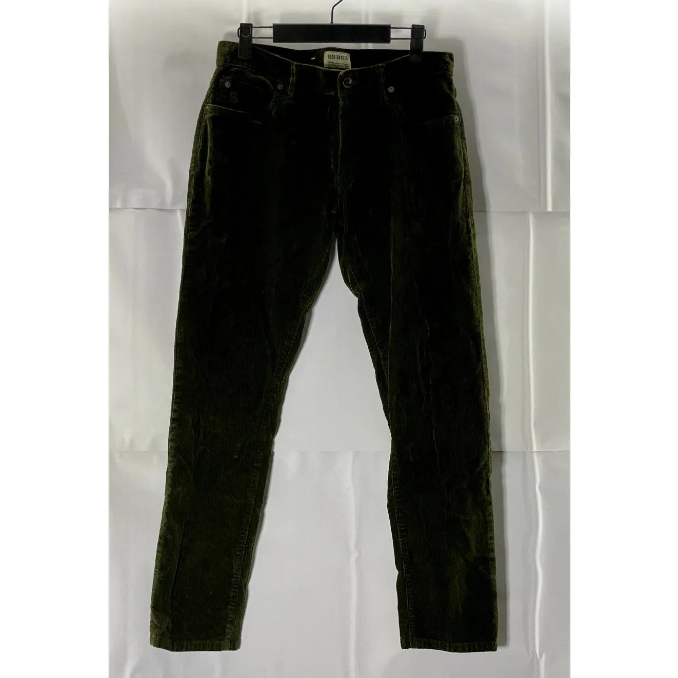 TODD SNYDER Men's Dark Green Slim-Fit Five-Pocket Stretch Corduroy Pant SZ 29X30