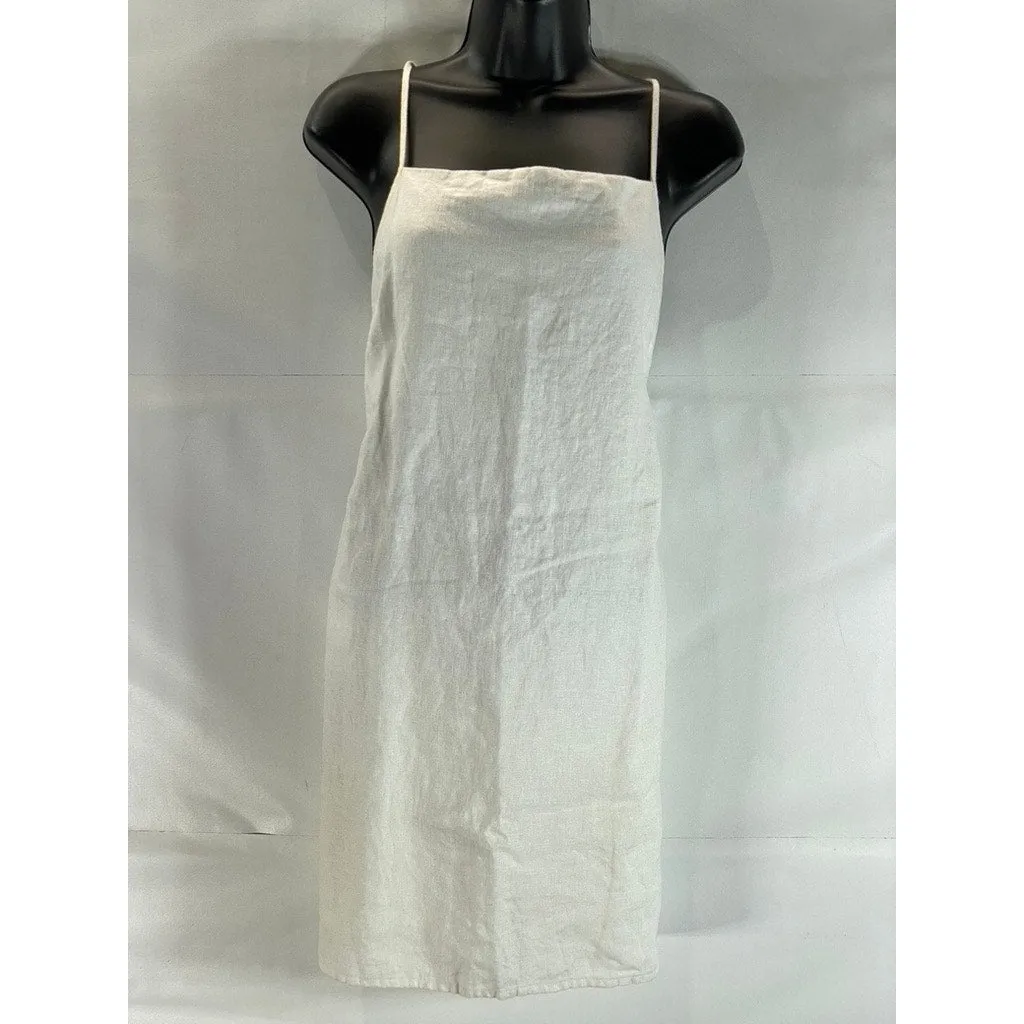 UNBRANDED Women's White Square-Neck Spaghetti Strap Lightweight Slip Dress SZ M