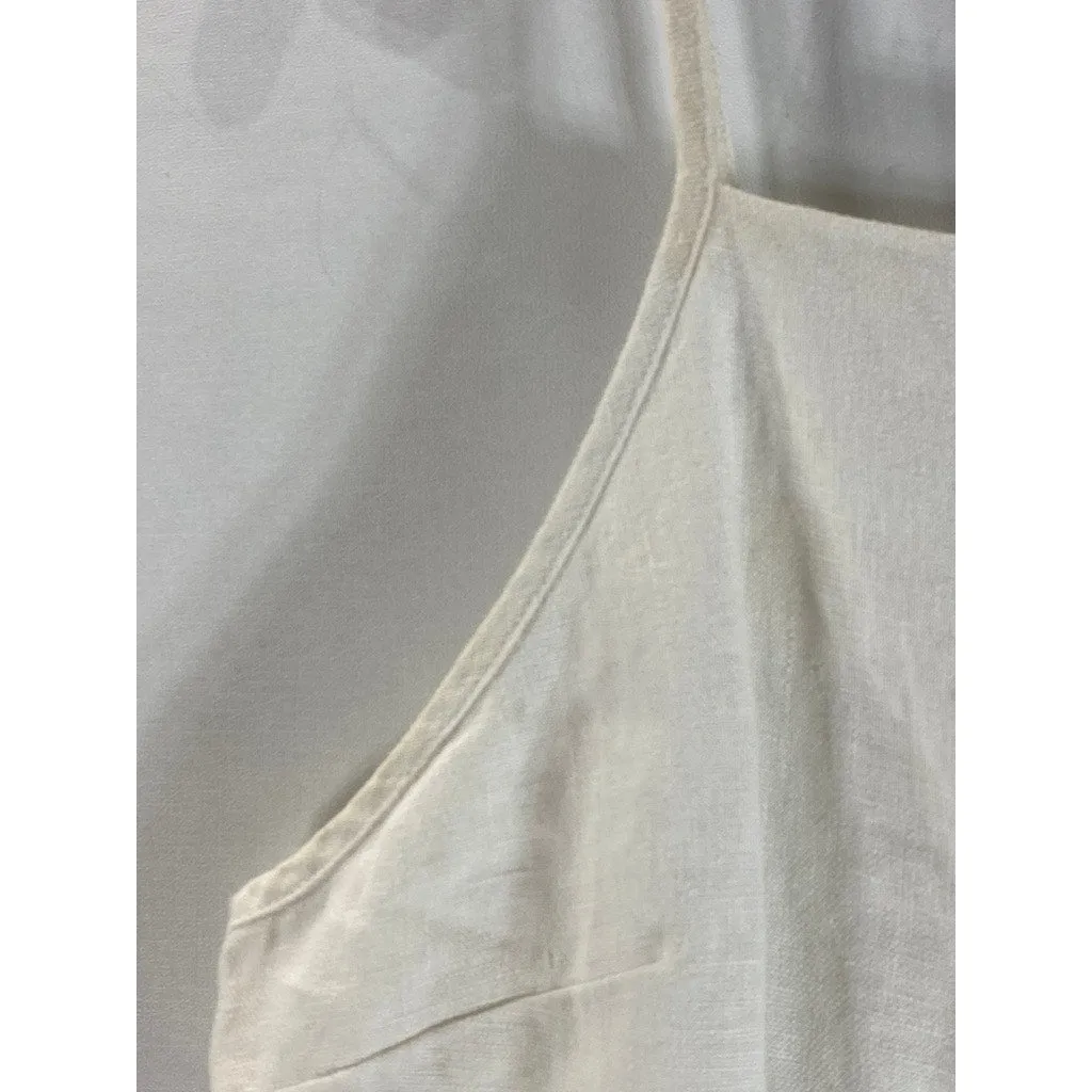 UNBRANDED Women's White Square-Neck Spaghetti Strap Lightweight Slip Dress SZ M