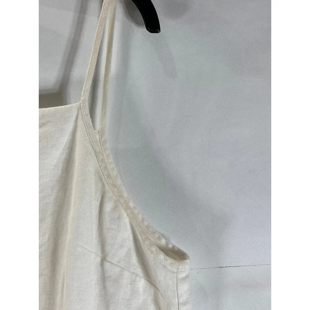 UNBRANDED Women's White Square-Neck Spaghetti Strap Lightweight Slip Dress SZ M