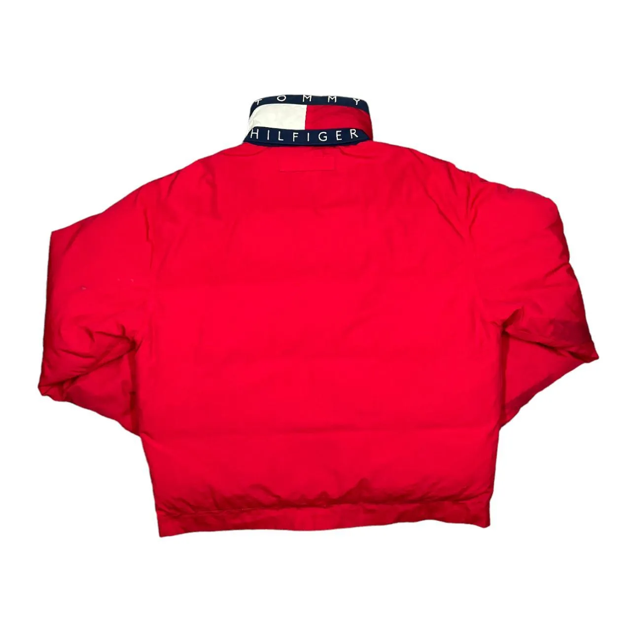 Vintage TOMMY HILFIGER Classic Embroidered Logo Spellout Down Feather Fill Padded Puffer Jacket Coat