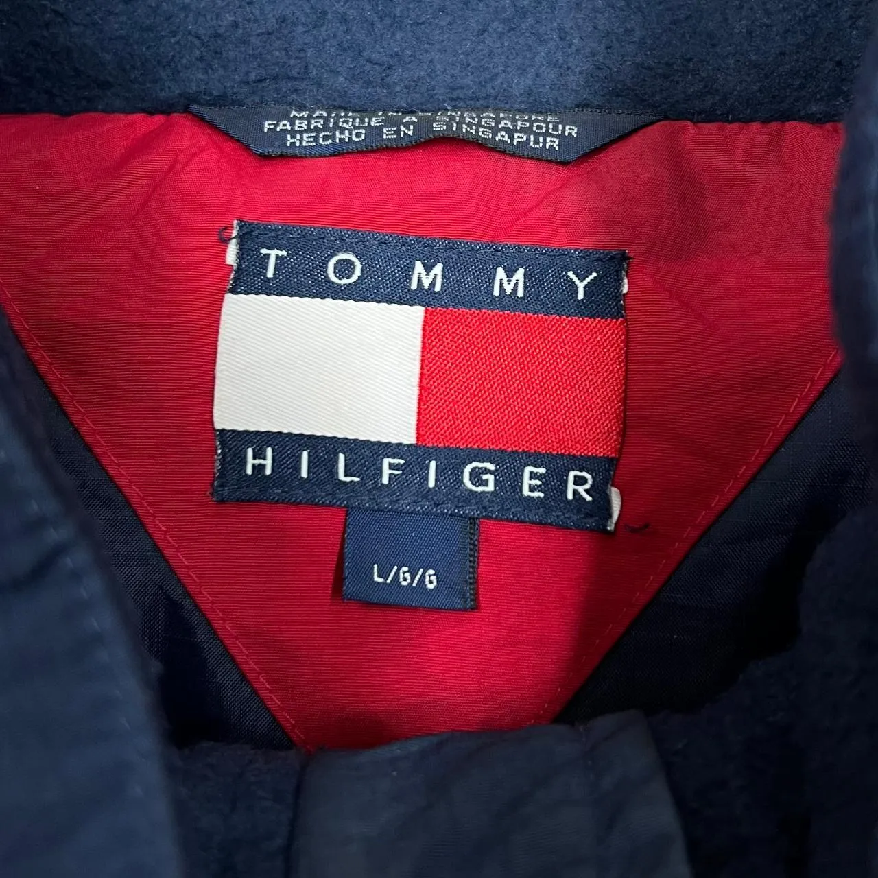 Vintage TOMMY HILFIGER Classic Embroidered Logo Spellout Down Feather Fill Padded Puffer Jacket Coat