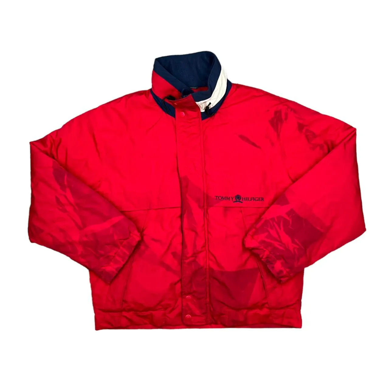 Vintage TOMMY HILFIGER Classic Embroidered Logo Spellout Down Feather Fill Padded Puffer Jacket Coat