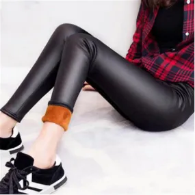 Winter Warm Pants PU Leather