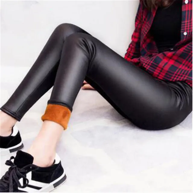 Winter Warm Pants PU Leather