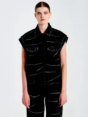 Zebra effect jean vest