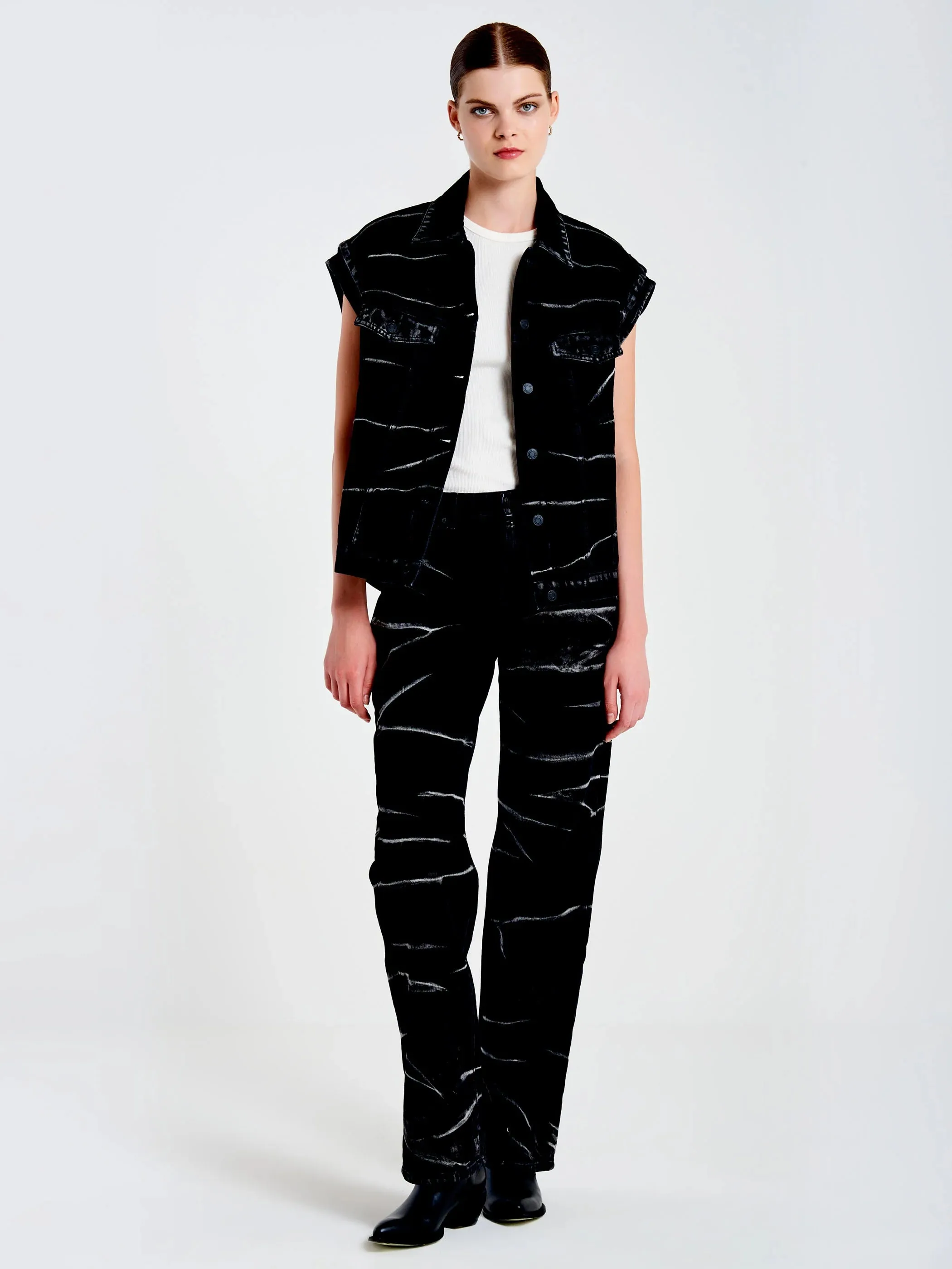 Zebra effect jean vest